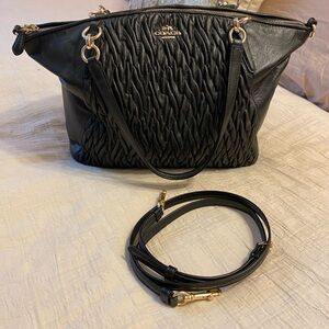 Coach Black gathered leather large satchel